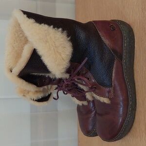 Born Shearling Leather Lace-up Boots 8.5